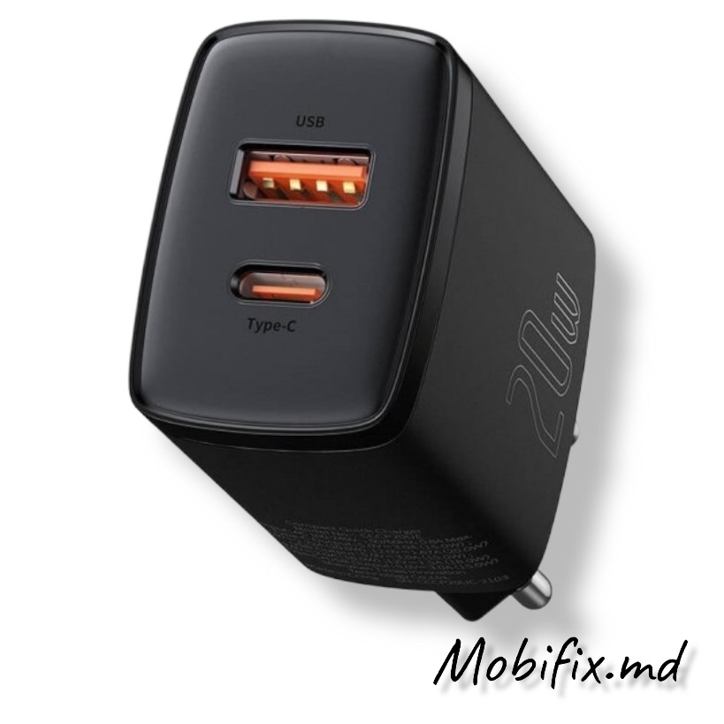 Зарядное устройство BASEUS Compact 20W QC + PD (1Type-C + 1USB) Black