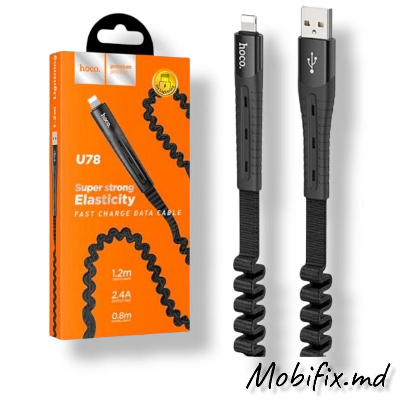 Кабель Lightning HOCO U78 black 1.2m