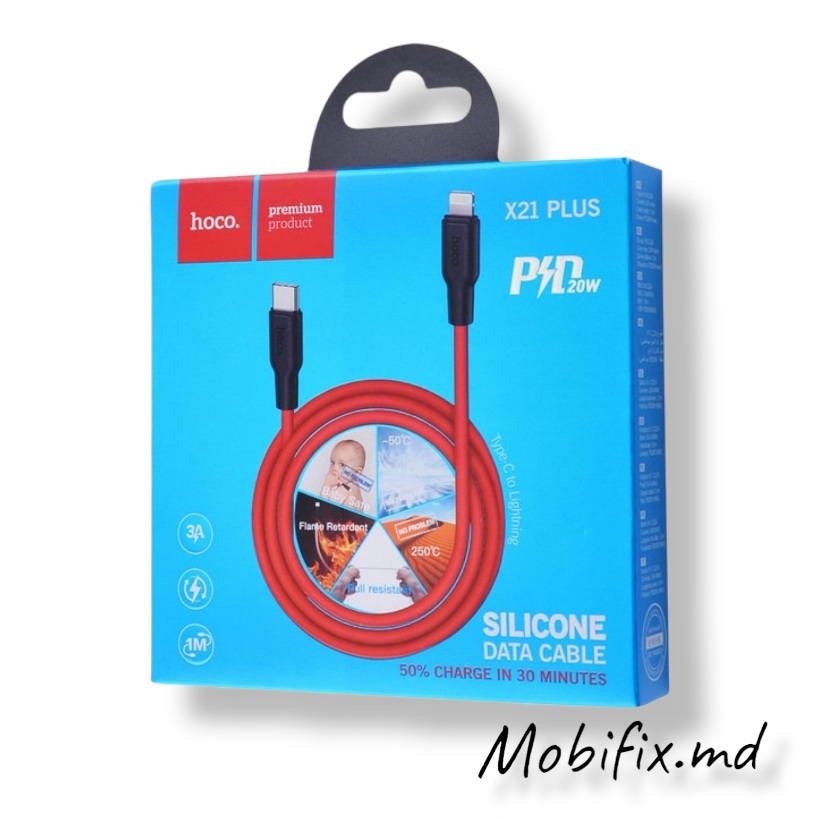 Кабель Lightning HOCO X21 Plus Silicone PD 20W 1m